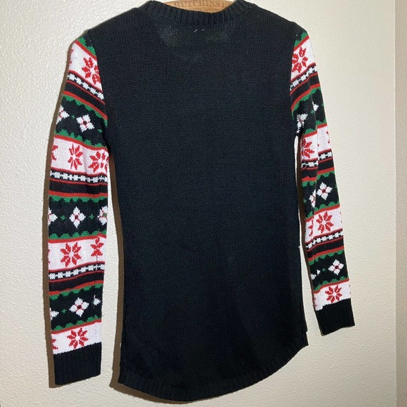 Ugly Christmas Sweater Size S Black/multicolored Sleeves Preowned Unicorn Santa - Picture 2 of 8